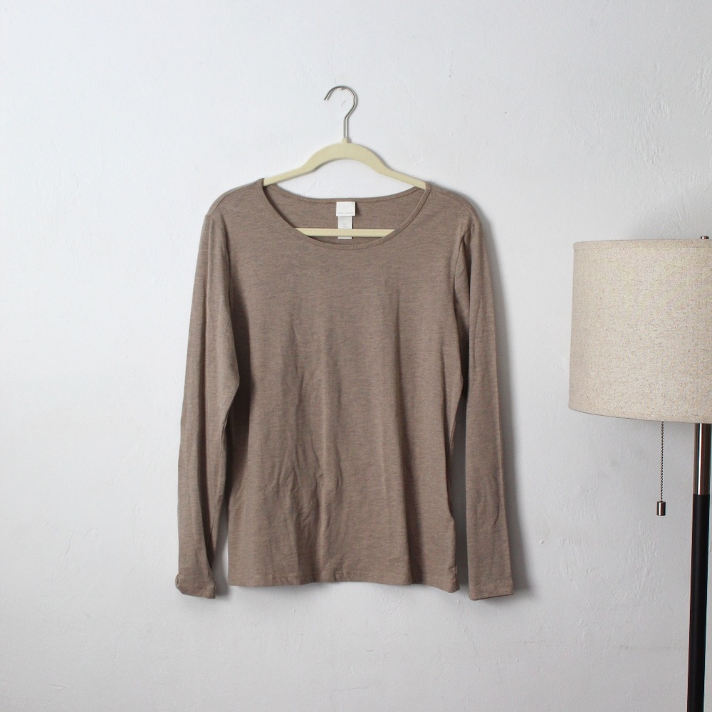 H&M Basics Long-Sleeve T-Shirt, Taupe, Size Large